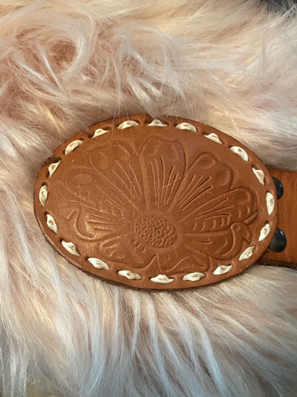 Old Navy Brown Tooled Floral Leather Belt